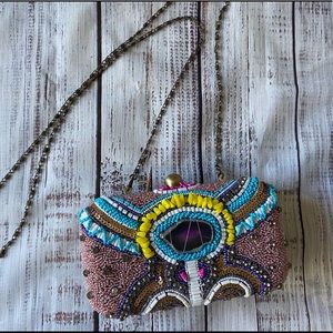 NWT G-Lish Beaded Box Clutch Multi Colored